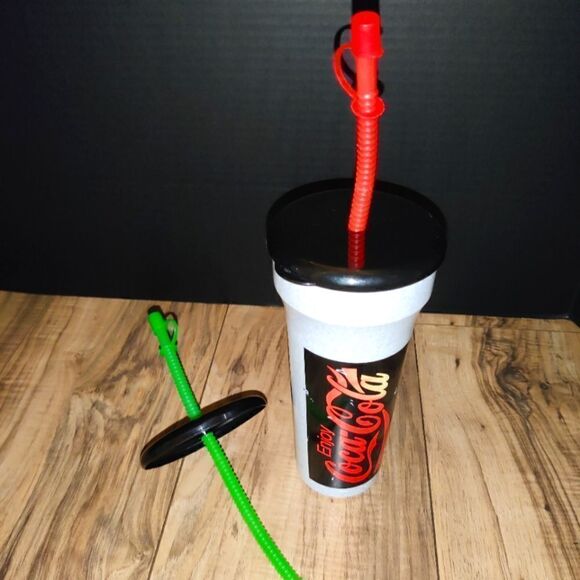 Vintage Coca Cola Plastic Water Bottle With Extra Straw & Lid - Picture 1 of 9